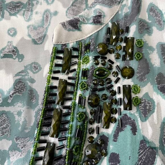 Hale Bob Size Large Burnout Satin Sheer Silk Leopard Print Bead Top Mobwife Glam - Picture 4 of 12